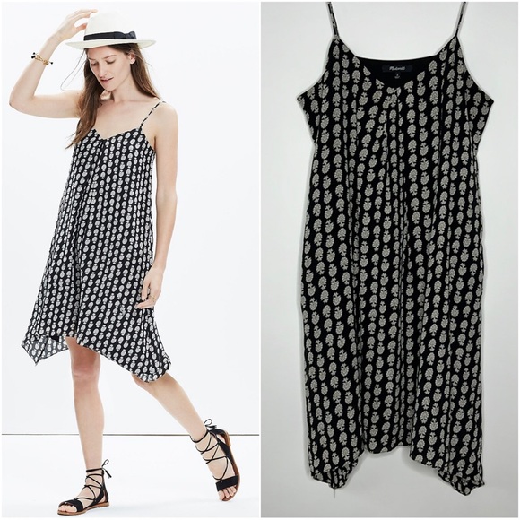 Madewell Cutaway Neckline Silk Cami Swingy A-Line Shape Dress w/ Pockets Sz M - Picture 1 of 7